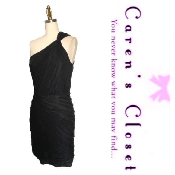 Armani Exchange Black Mesh One Shoulder Mini Dress - Picture 2 of 5